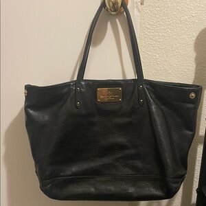 Rebecca Minkoff Black Leather Tote with Gold Accents